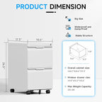 Bestoo 2-Drawer Mobile File Cabinet with Lock, Metal Filing Cabinet on Wheels for Home Office Under Desk, Fits File Folders, Letter/Legal/F4/A4 Size, Assembly Required (White)