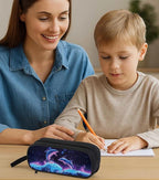 AnySmic Dolphin Pencil Case for Boys Girls, Large Durable Pencil Pouch for Kids, Polyester Big Capacity Pen Case, Double Zipper, Pen Box for Children Age 6+