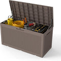 Yardgrace 100 Gallon Outdoor Storage Box Waterproof, Resin Deck Boxes with Lockable Lid & UV-Resistant for Patio, Pool, Garden Furniture Cushions & Accessories, Coffee