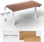 VIVO Electric 43 x 24 in Standing Desk, Memory Height Adjustment, 1B Series, Holds 220 lbs, One-Piece Dark Walnut Top, White Frame, DESK-KIT-1W4D