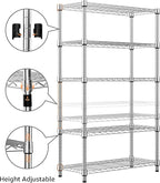 M MZG 1250 lbs Steel Heavy Duty 5-Tier Utility Shelving Unit Steel Organizer Wire Rack for Home,Kitchen,Office,Chrome (13.7" D x 23.6" W x 62.4" H)