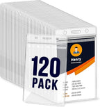 120 Pack ID Badge Holder - Vertical Badge Holder, 2.25" x 3.5" Clear Cards Holders for Lanyard, Plastic Sealable Waterproof, Name Tag Holder for Nurses, Office and School