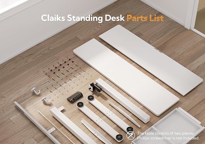 Claiks Standing Desk with Drawers, Stand Up Electric Standing Desk Adjustable Height, Sit Stand Desk Computer Workstation, 40 Inch, White