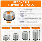 Furniture Risers Bed Risers Heavy Duty 1 inch, 2 inch, 3 inch, 4 inch Round Adjustable Bed Lifts Riser for Desk Legs Table Couch Sofa Chair Refrigerator Washing Machine (1+1+1 Inch, Gray, 4 Pack )