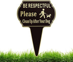 13.6"x9.6" Clean Up after Your Dog Signs Pick Up After Your dog sign with Integrated stake Double Side Printed- Be Respectful, No Dog Poop and Pee Stop Dogs from Pooping/Peeing On Your Lawn/Garden