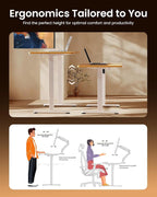 ErGear Height Adjustable Electric Standing Desk, 55 x 28 Inches Sit Stand up Desk, Large Memory Computer Home Office Desk with Two-Piece Desktop (Light Vintage Brown)