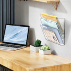 SUPEASY Clear Acrylic Single Pocket, Large Plastic Hanging Wall Mount File Holder Wall File Organizer for Mails, Document, Magazine, Letter Size for Office Home, 6 Pack