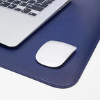 Leather Desk pad Protector, Large Desk mat with Natural Cork & PU Leather,Mouse pad,Non-Slip Office Desk Mat,Waterproof Desk Writing Pad for Office and Home (47in*23.7in, Blue)