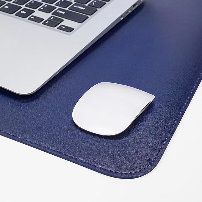 AFIING Dual-Sided Desk Pad, Natural Cork & PU Leather Large Mouse mats for Office and Home Work, Desk Protector Non-Slip, Waterproof, Easy Clean (Blue, 23.6" x 13.7")