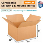 IDL Packaging Medium Corrugated Shipping Boxes 14"L x 14"W x 8"H (Pack of 25) – Excellent Choice of Sturdy Packing Boxes for USPS, UPS, FedEx Shipping – Easy-to-Recycle Cardboard Boxes for Packaging