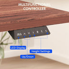 FLEXISPOT EN2 Whole-Piece Standing Desk with Clamp Power Strip, 40 x 24'' Electric Stand Up Height Adjustable Desk with Cable Management (Black Frame + 40" Mahogany Top, 2 Packages)