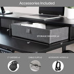 VIVO Electric 2-Tier Corner L-Shaped 63 x 55 inch Standing Desk, Height Adjustable, Memory Controller, Black Top Black Frame, Dark Gray Drawers, DESK-E3CVB