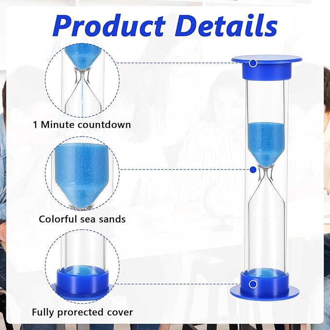 80 Pcs Plastic 1 Minute Sand Timer, 3.42" x 0.98" Small Sand Timer Bulk, Mini Hourglass Timers, Timing Device for Teaching Game Active Office Supply (8 Colors)