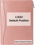 Geslun Personalized Vegan Leather Portfolio, Legal Size 8.5 x 14 Pad Holder, Custom Business Padfolio for Women, Zippered 14" Laptop Organizer, Professional Notepad Folio, Pink