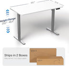 VIVO Electric 55 x 28 in Standing Desk, Memory Height Adjustment, 1B Series, Holds 220 lbs, One-Piece White Top, Gray Frame, DESK-KIT-1G55W