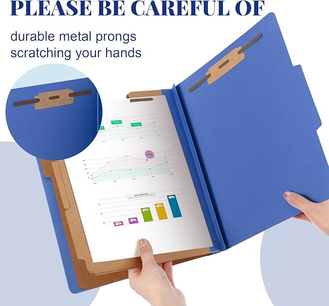 Skyygemm 24 Pcs Classification Folders Letter Size, 3 Divider Pressboard File Folder with Fasteners, Expanding File Organizer Bulk for School Teachers, Office Employee, Coworker, Staff (Dark Blue)