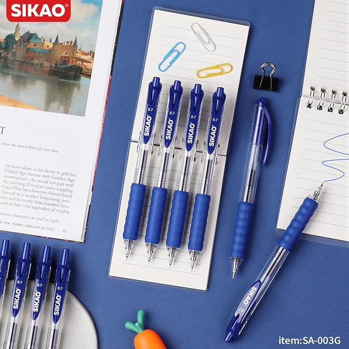 Blue Gel Pens Bulk 30 Pack Blue Pens Fine Point Smooth Writing No Smudge, CLOUD TOUCH Grip 0.7mm Gel Ink, Retractable Rollerball Pens for Server Office School, Lapiceros (BLUE)