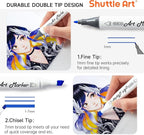 Shuttle Art 240 Colors Alcohol Markers, 239 Colors Dual Tip Art Marker Set Plus Colorless Blender, Micro-tip Pens, White Highlighter Pens, Marker Bag with Holders Perfect for Students Adults Coloring