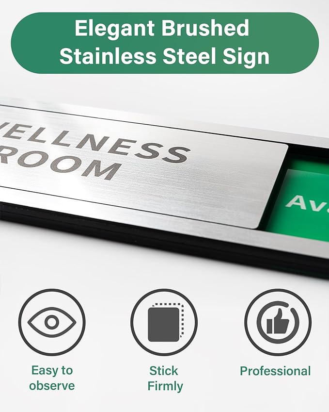 Office Door Signs Do Not Disturb, In Use/Available Slider Sign for Home Office Wellness Conference Vacant Occupied Privacy Slide Door Sign，Brushed Silver