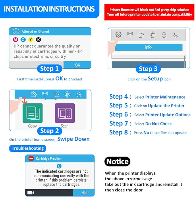 936e Ink Cartridges Combo Replacement for HP 936 936e 936XL Ink Compatible with OfficeJet 9122e OfficeJet Pro 9135e 9128e 9125e 9110b 9130b 9730e Printers (4 Pack, with Smart Chip)