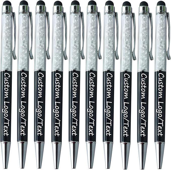 Yucold Customized Pens with Name/Logo - Touch Screen Stylus Ballpoint Pen, Perfect for Weddings, Business & Personalized Gifts (Black,300)