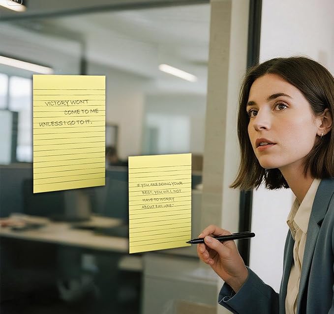 6 Pack 8x6 Inch Lined Sticky Notes, 300 Sheets Large Yellow Sticky Notes with Lines Super Sticking Power Memo Pads, Self-Stick Note Pads for School Office Home