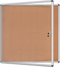 Mifuro 38"x38" Enclosed Bulletin Board, Lockable Weather-Resistant Aluminum Cork Noticeboard for School & Office, Silver Frame w/Cork