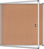 Mifuro 38"x38" Enclosed Bulletin Board, Lockable Weather-Resistant Aluminum Cork Noticeboard for School & Office, Silver Frame w/Cork