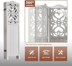 ALeesing 6 Panel Room Divider Fully Assembled, Carved Room Dividers and Folding Screens, 5.6Ft Wood Room Divider Screen Freestanding Partition Wall Dividers for Home Bedroom Office, Rustic White