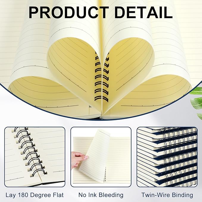 Yahenda 72 Pcs Spiral Notebook Bulk A5 Journal Lined 8.3'' x 5.5'' Writing Composition Paper Small Notepad Subject Notebook for Students Office Business Back to School Supplies (Deep Blue)