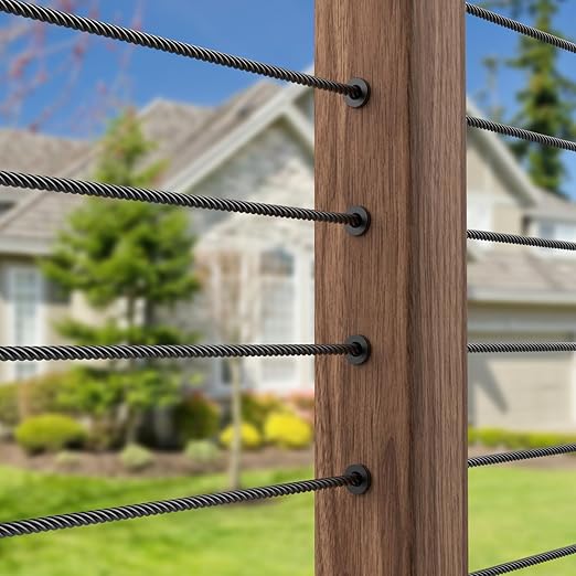 BLIKA 50 Pack Black Stainless Steel Protector Sleeves for 1/8" 5/32" or 3/16" Deck Cable Railing, for Wood/Composite Posts, T316 Marine Grade, Black Cable Railing Protector Sleeves