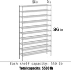 Regal Altair 14" Deep x 54" Wide x 86" Height x Wire Shelving Kit | 10-Tier | NSF Commercial Storage Rack Unit