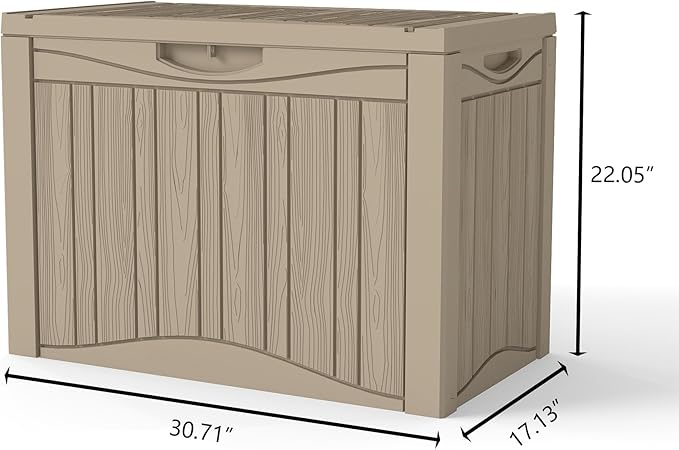 Yardgrace 50 Gallon Deck Box Plus,Outdoor Storage Box Lockable,Waterproof for Patio Furniture, Garden Tools, Pool Accessories, Package Delivery Boxes For Outside, Greige