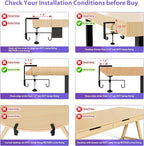 Univivi No Drill Under Desk Cable Management Tray, 48" Cord Organizer for Table, Clamp/Screw Mount Desk Cable Management, Premium Fabric Cable Management Tray for Office, Home (Extra Large)