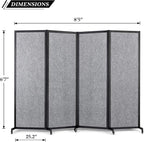 Strongbird Room Partition,Office Divider,Portable Commercial Screen Dividers,Privacy Partition Separator,Classroom School Dividers, 8'5"L* 6'7"H,4 Panel,Light Grey