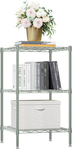 M MZG 750 lbs 3-Shelf Storage Shelves Wire Shelving Unit Standing Metal Rack for Small Places Narrow Wire Rack for Bathroom, Green 13.8 D x 13.8" W x 25.5" H