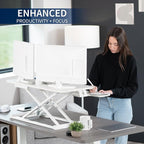 VIVO 36 inch Desk Converter, K Series, Height Adjustable Sit to Stand Riser, Dual Monitor and Laptop Workstation with Wide Keyboard Tray, White, DESK-V036KW