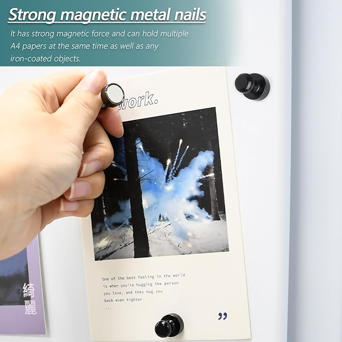 50 Pack Fridge Magnet, Black Strong Magnets for Whiteboard, Push Pin Magnets Refrigerator Magnets Small Strong Neodymium Magnet for Office, Classroom, Kitchen, Home