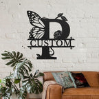 Personalized Custom Letter Name metal Signs,Custom Black Letter Monogram Wall Art Decor,Metal Signs Plaques Outdoor wall Decorative Signage (P)