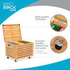 BIRDROCK HOME Rolling File Storage Organizer Box with Lid (New Version) - Bamboo Decorative Wood Hanging File Box for Letter/Legal Documents, Binders, Blankets - Durable Office Organizer - Natural