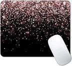 IMAYONDIA Mouse Pad, Rose Gold Glitter Black Mouse Pad, Non-Slip Rubber Base Women Mousepad, Mouse Mat Pad for Work, Game, Office, 9.5 x 7.9 Inch - Beautiful Modern Luxury Design