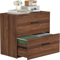 FATIGOS 2 Drawer File Cabinet, Wood Lateral Filing Cabinets, Wide Office File Cabinet with Drawer for Hanging Files/Letter Size Printer Stand for Home Office School, Assembly Required, Walnut