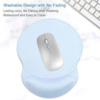 ITNRSIIET Ergonomic Mouse Pad with Gel Wrist Support Small Wrist Rest Smooth Surface Non-Slip PU Base Comfortable Office Supplies Pain Relief, 8.7 x 7.2 inches, Blue