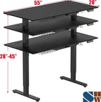 SHW 55 x 28 Inches Electric Height Adjustable Standing Desk with Drawer and Memory Preset, Black