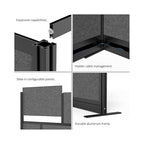 LUXOR MW-5370-FWCGWB Modular Wall Room Divider System - Black Frame - 53" x 70" Starter Wall - Wide Paneling