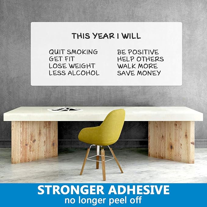 AFMAT Whiteboard Sticker, 36" x 24" Dry Erase Wallpaper, Stain-Proof & Super Sticky, No Ghost After 60 Days, Peel and Stick White Board Adhesive Paper Roll for Home/Office/Classroom, 3 Markers
