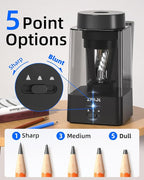Zmol Full Automatic Electric Pencil Sharpener for Colored Pencils,Auto in & Out, Rechargeable Hands-Free,Heavy Duty Pencil Sharpeners for Classroom, 6-12mm Jumbo Pencils,Home,School,Office