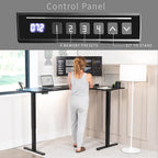 VIVO Electric Corner 63 x 47 inch L-Shaped Standing Desk, Memory Height Adjustment, Black Top Black Frame, DESK-E3CTB-47