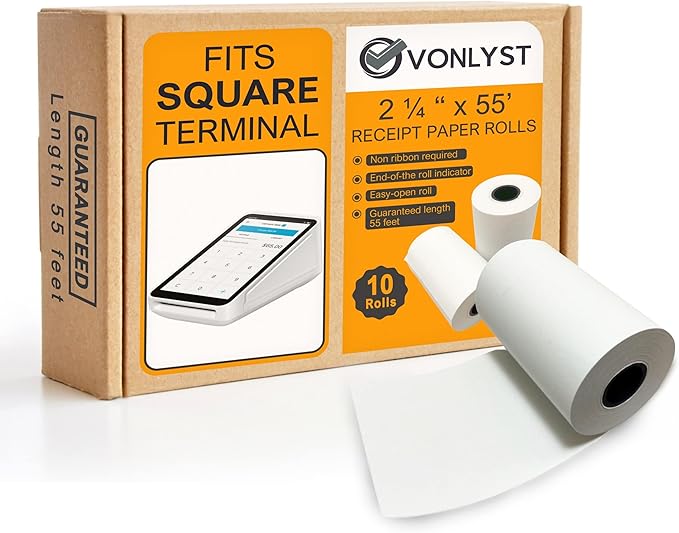 Vonlyst Receipt Paper Roll for Square Terminal Credit Card Machine (10 rolls)