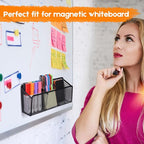 Ameceres Magnetic Pencil Holder - Extra Strong Magnets Mesh Marker Holder Perfect for Whiteboard, Refrigerator and Locker Accessories (3 Baskets, 1 Pack Black)